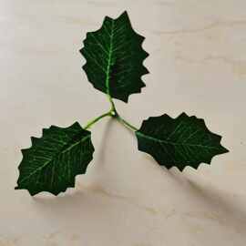 仿真植物仿真花叶配件圣诞花环装饰品厂家批发丝印布叶子圣诞叶子