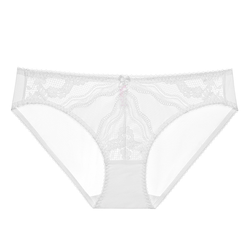 Encaje transfronterizo europeo y americano damas francés sexy puro deseo calzoncillos de cintura baja malla transpirable pantalones nuevos ultrafinos
