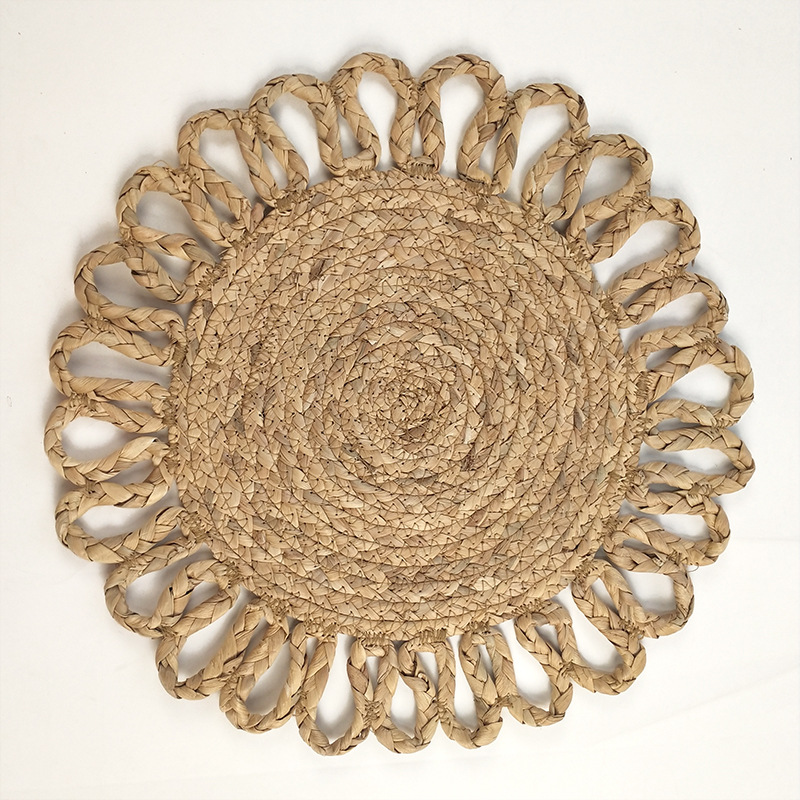 Sol en forma de almohadilla de mesa almohadilla de taza de lujo ligero de alto nivel de calabaza de hierba tejida mortero de calabaza tejida de hierba gruesa almohadilla de aislamiento térmico