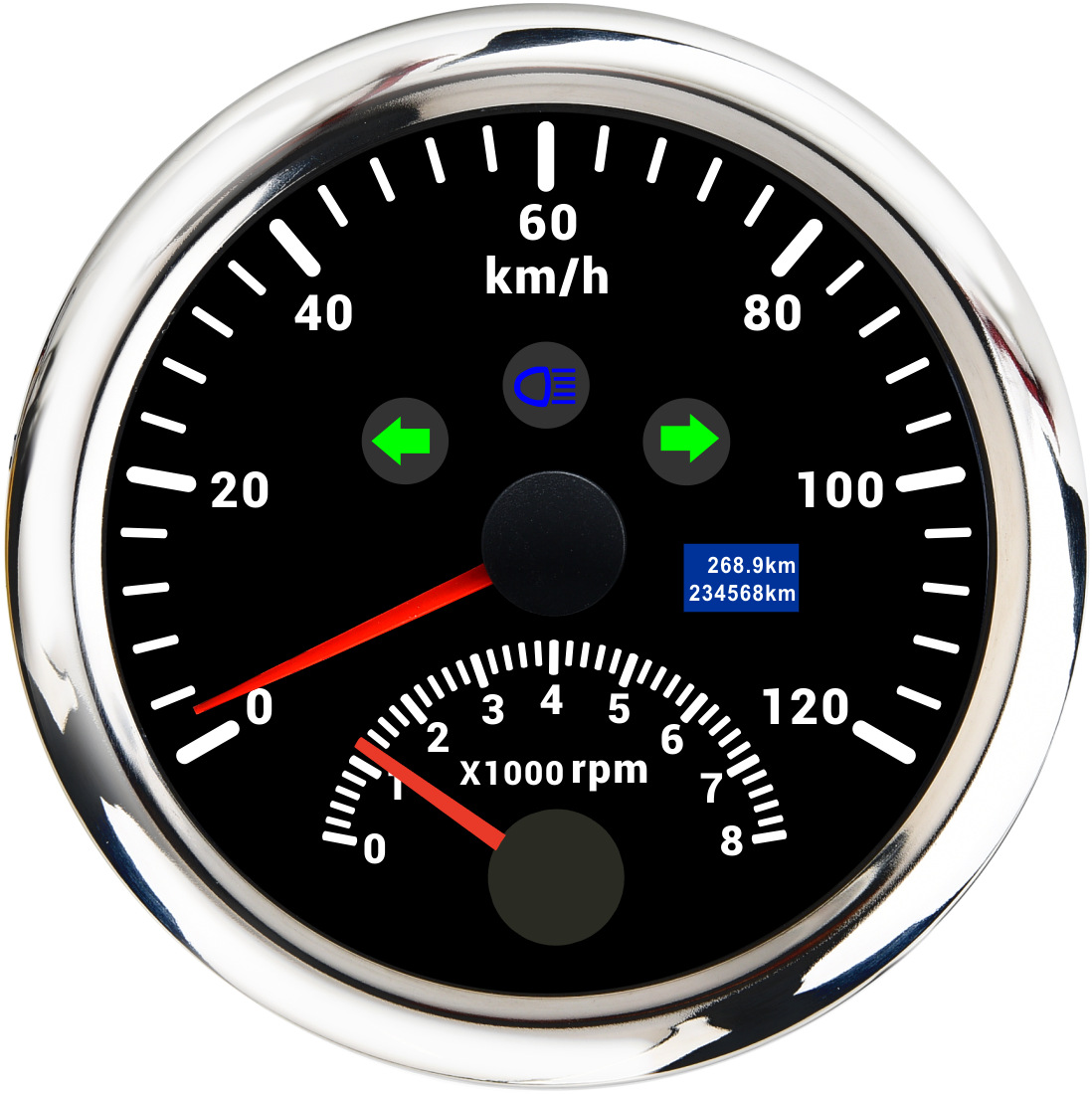 Motuoche Modified 85mm Motorcycle GPS Speedometer Car Tachometer 2-in-1 (automobile instrument) - cx8187-black-dial-silver-cover-120kmh