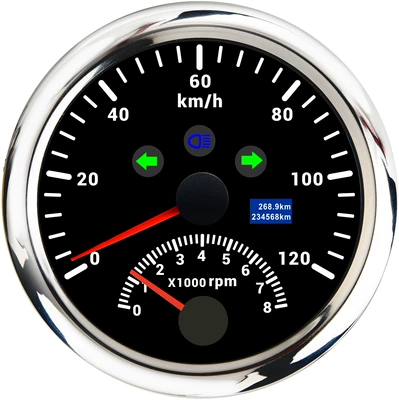 High-Quality Modified 85mm Motorcycle Gps Odometer and Car Tachometer Speedometer Two-In-One Multifunctional Instrument (automobile instrument) - cx8187-black-plate-and-silver-cover-120kmh
