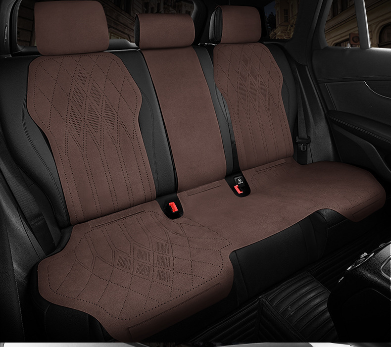 Car One-Piece Saddle Cushion, Universal for All Seasons, Suede Leather Perforated Breathable Seat Cushion, Seat Cover