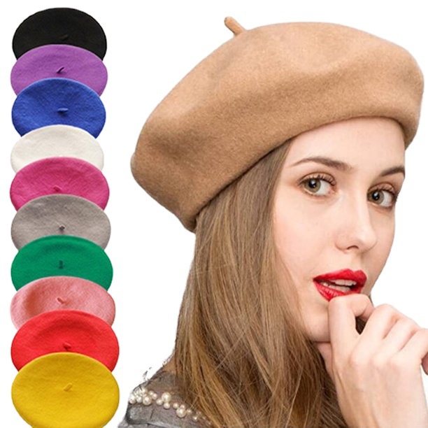 Unisex Wool beret Autumn-winter vintage woolen painter's hat Winter hat Lady's bud hat_voghion.com