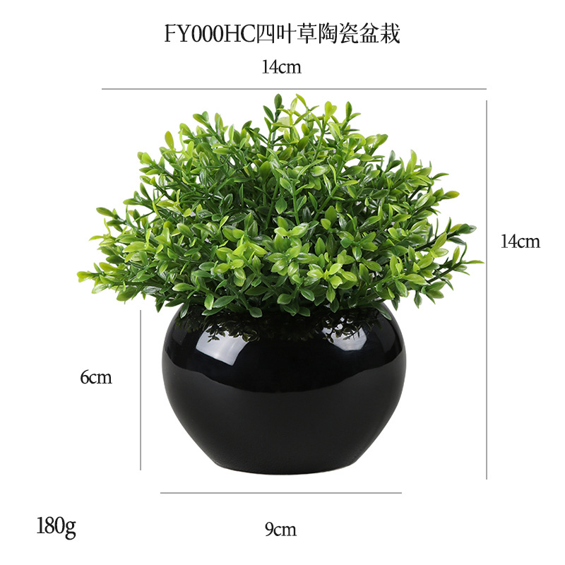Planta Artificial de Bola Verde en Maceta de Cerámica y Plástico Decorativa para Escritorio