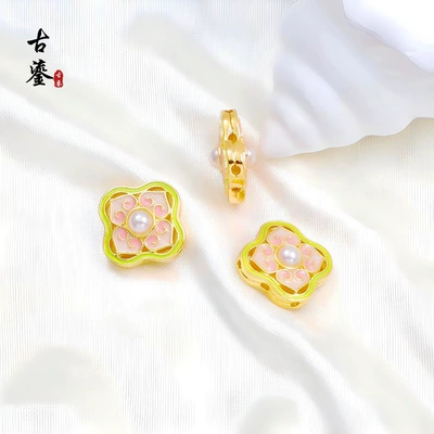 Traditional Blue Enamel Lotus: Zərgərlik ara hissələri - 6sifang-ruyi-pink-175x175x5mm-hole-18mm