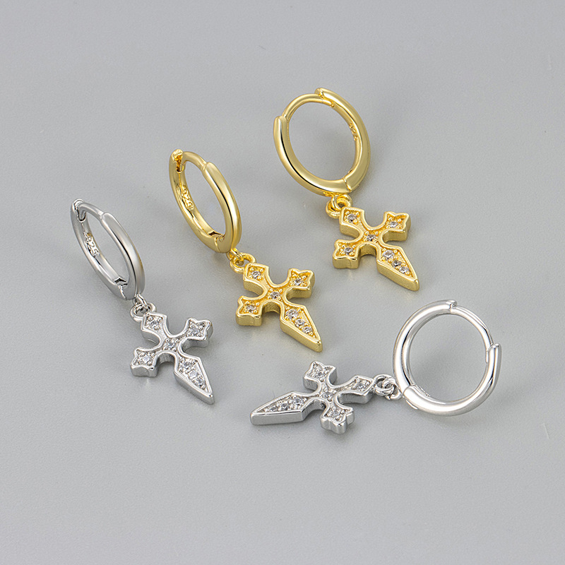 New Cross Earrings Earrings Women's European and American Diamond Zircon Earrings Distinctive Fashion Ear Jewelry Earrings Women