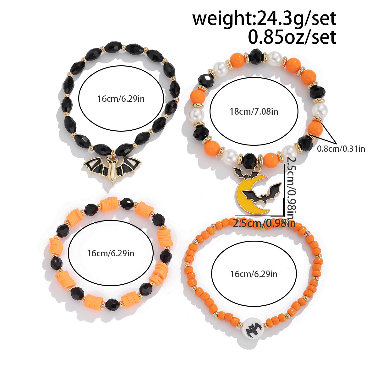 21g Weight Alloy Pendant Material Bracelets Classification CCB, Arylic, soft clay Chain Material 1 Set Quantity Festival Occasion CCB, Arylic, Alloy Material Halloween Festival Pumpkin, Bat, Ghost Pattern Women's Gender Beaded, Enamel Design Funny Style Funny Pumpkin Bat Ghost CCB Arylic Alloy Beaded Bracelets Wholesale 30
