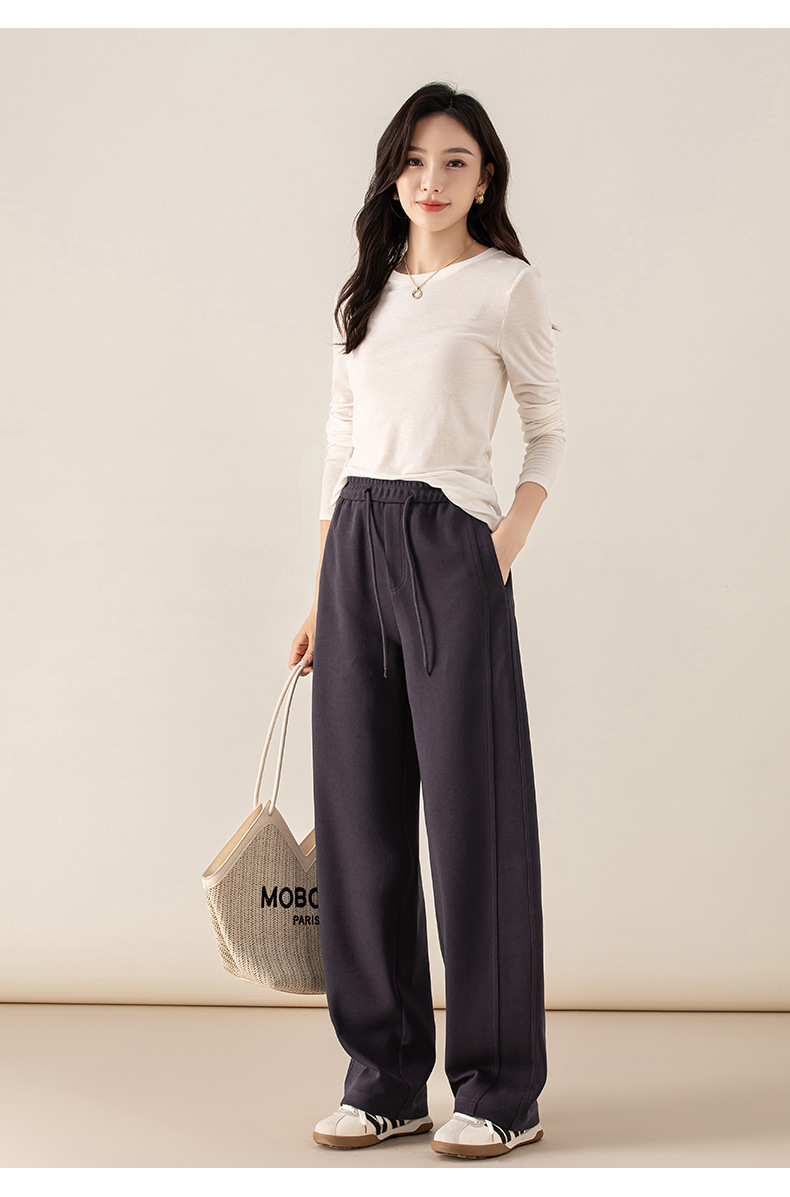 Quần culottes nữ ống rộng cạp thun co giãn chất liệu lyocell len mềm mại dáng chuối — màu tím mận chi tiết 30