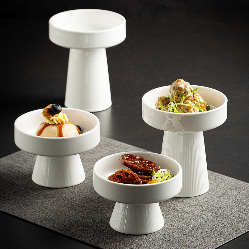 Japanese Style High Foot Pice Plate Restaurant Chinese Style Pastry Plate Home Afternoon Refreshment Plate Banquet Tableware Tray Cold Dishes Bowl