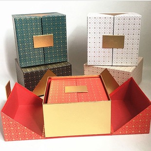 Festive moon cake gift box customized double door New Year gift box cosmetics exquisite packaging box can be customized logo
