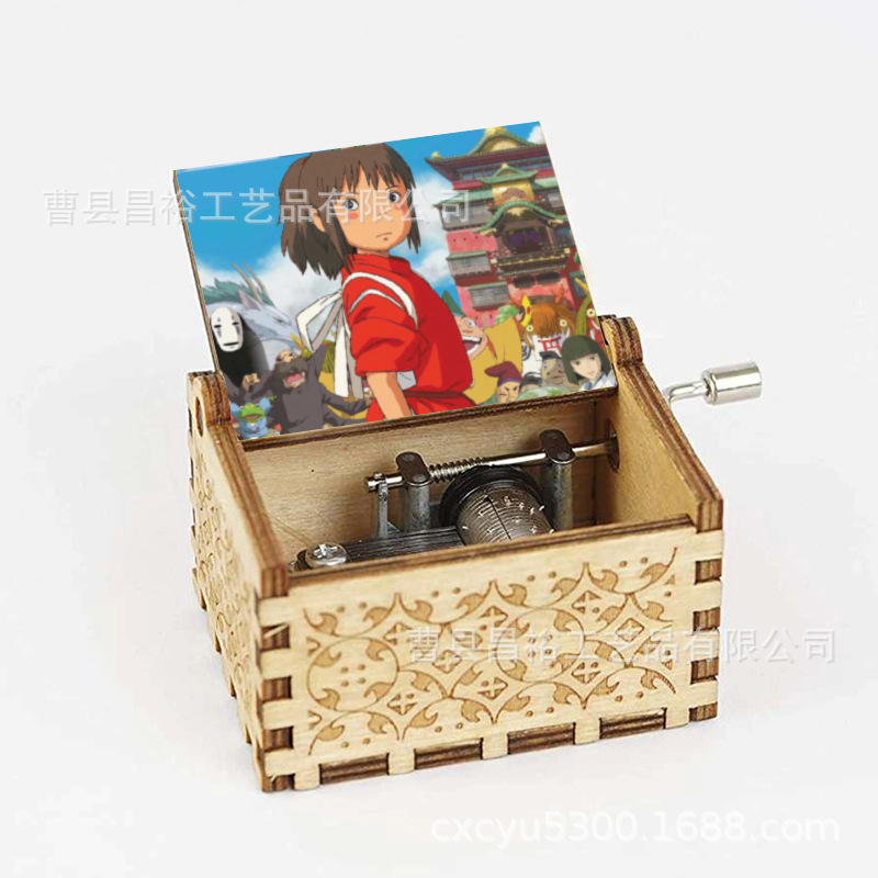 木製の手作りオルゴール創意カラープリント千と千尋のオルゴール木製の手を振ってオルゴールクロスボーダー専用です。