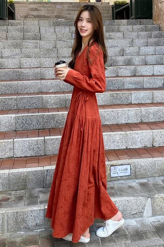 2024 New Tall Women's Spring and Autumn Extra-Long Dress Ankle-Length Elegant Plus-Size Floor-Length Dress