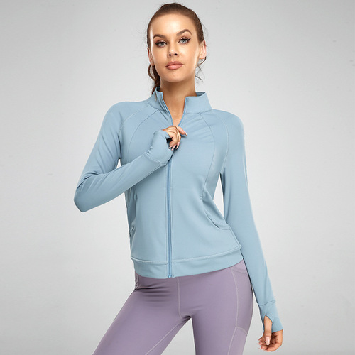 New women's stand-up collar sports jacket slim fit zipper high elastic running fitness LULU yoga wear