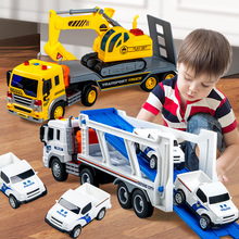 超大号警察运输车声光款会讲故事的工程车惯性行驶儿童益智玩具