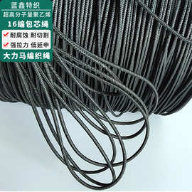 厂家生产超高分子量聚乙烯编织绳16股大力马包芯硬绳高强高模PE绳