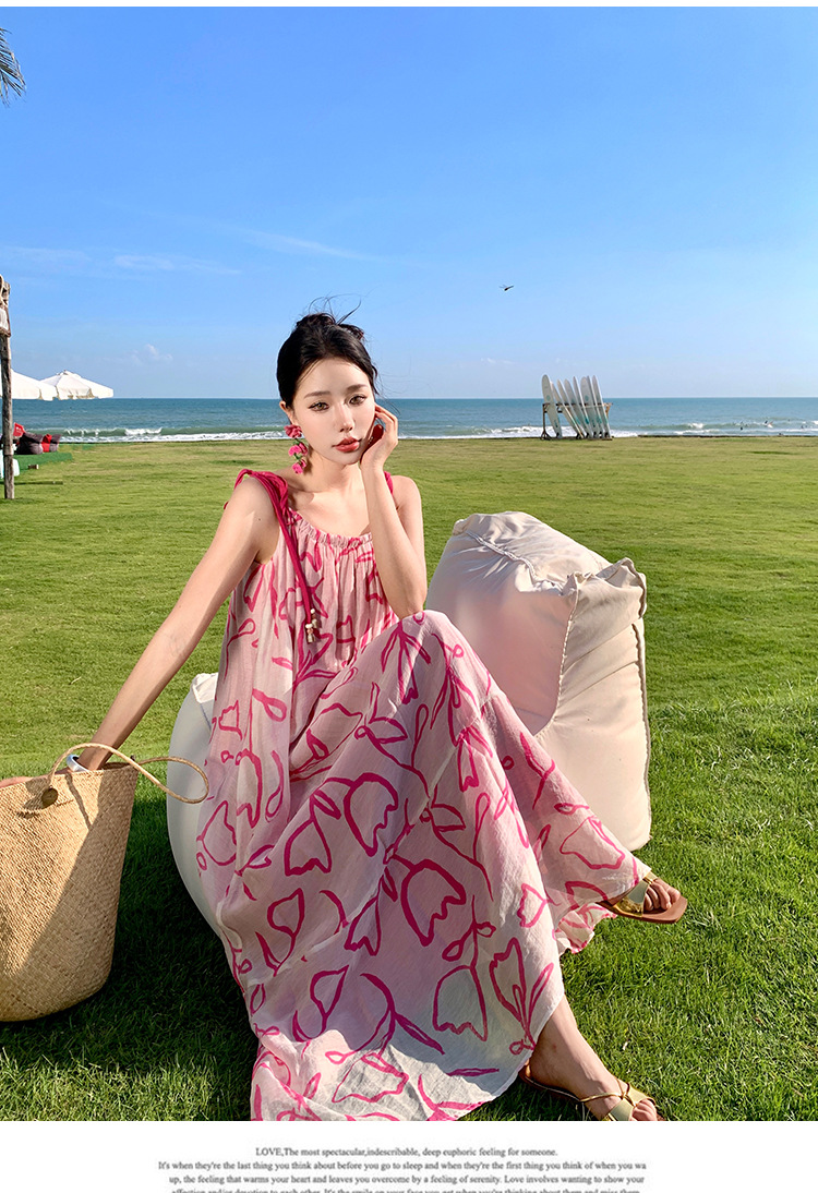 F6482 610K ÁO HAI DÂY NỮ SHETDT MÙA HÈ HỌA TIẾT HOA HAI DÂY HỞ VAI THỜI TRANG NỮ ĐỒ ĐI BIỂN VÁY MAXI G02 SẢN PHẨM MỚI