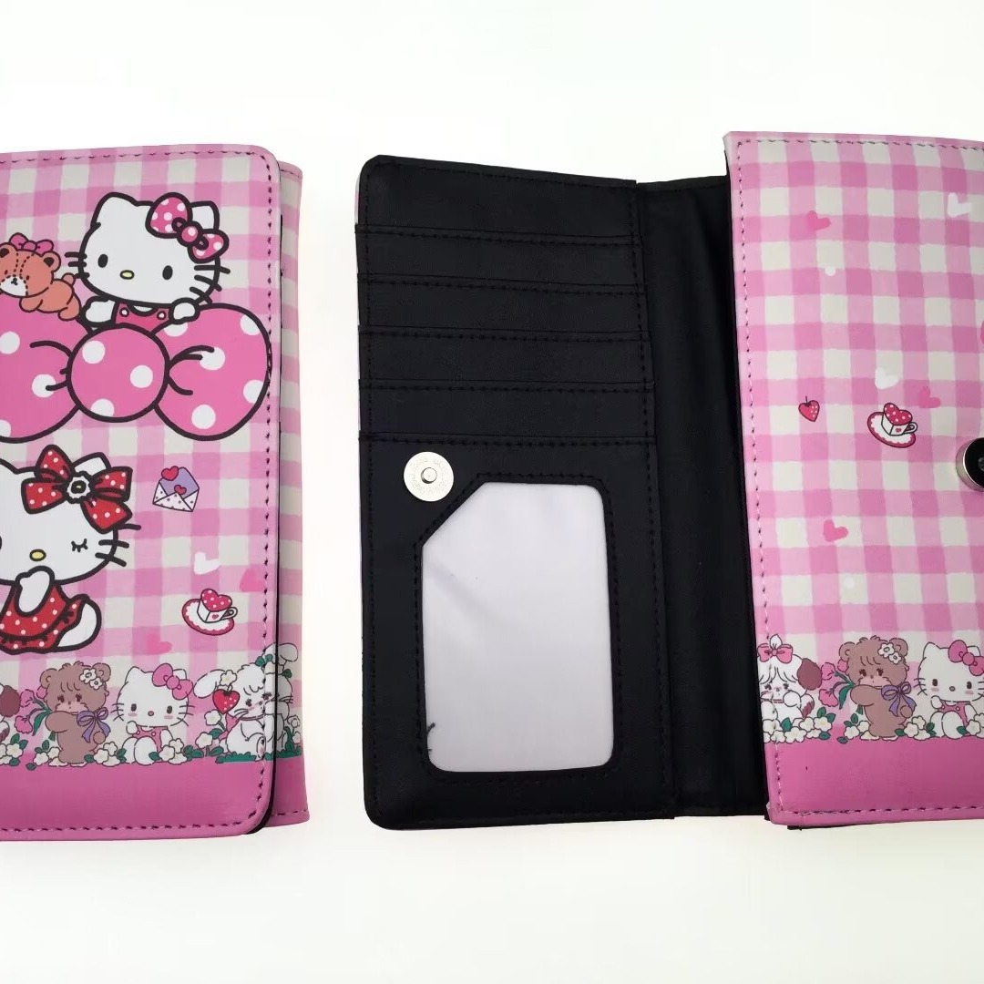 Cartera de dibujos animados lindo princesa KT gato cremallera gran capacidad estudiante chica monedero embrague titular la tarjeta