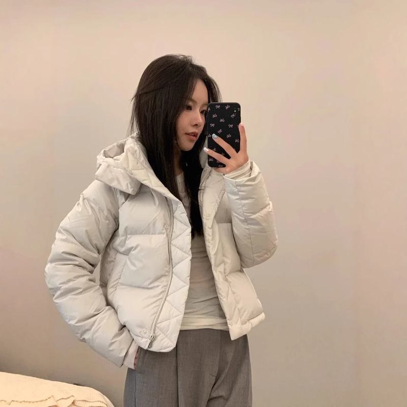 Autumn and Winter Four-Compartment Puff down Jacket Fitness Lulu Short Warm and Cold-Resistant Duck down Hooded Detachable Outwear Bread