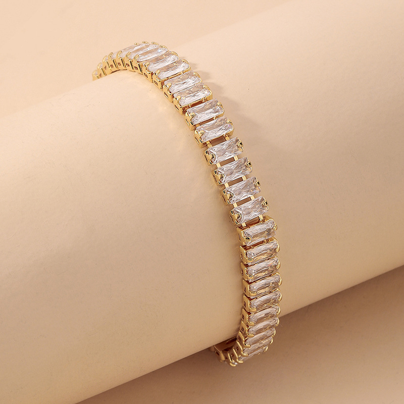 10g Weight Artificial Gemstones Inlay Material Bracelets Classification Alloy Chain Material Tennis Chain Chain Type Anniversary, Business, Travel Occasion Alloy Material Geometric Pattern Women'S Gender Simple Style Style Simple Style Geometric Artificial Gemstones Alloy Tennis Chain Chain & Link Bracelets Wholesale 5