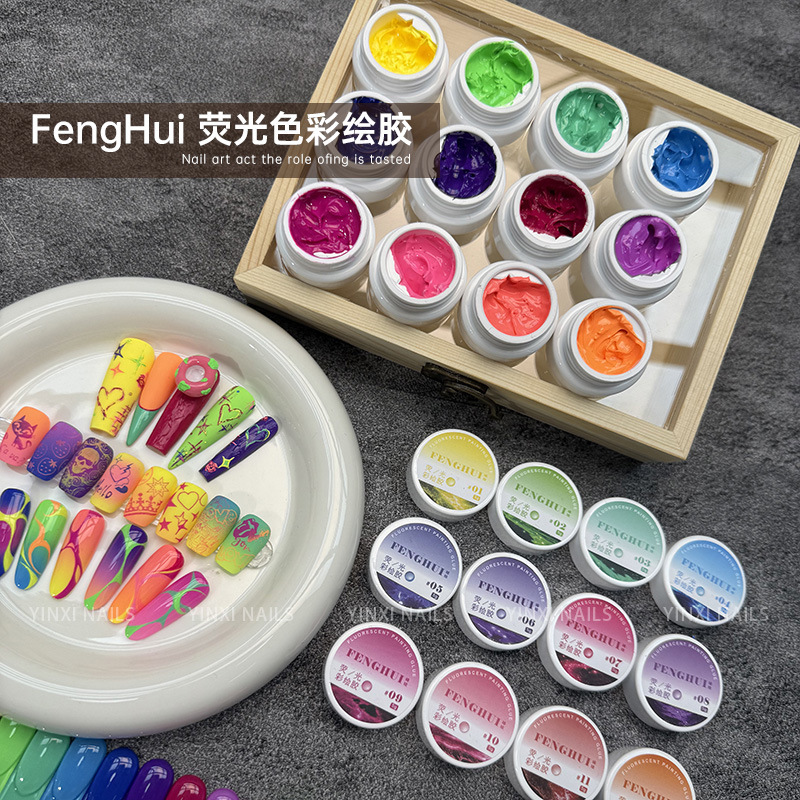 Fenghui Fluorescent Paint Glue Non-Flowing Micro-Matte No-Wash Nail Polish Glue Pat Steel Plate Transfer Nail Salon Exclusive Fenghui Fluorescent Paint Glue Non-Flowing Micro-Matte No-Wash Nail Polish Glue Pat Steel Plate Transfer Nail Salon Exclusive