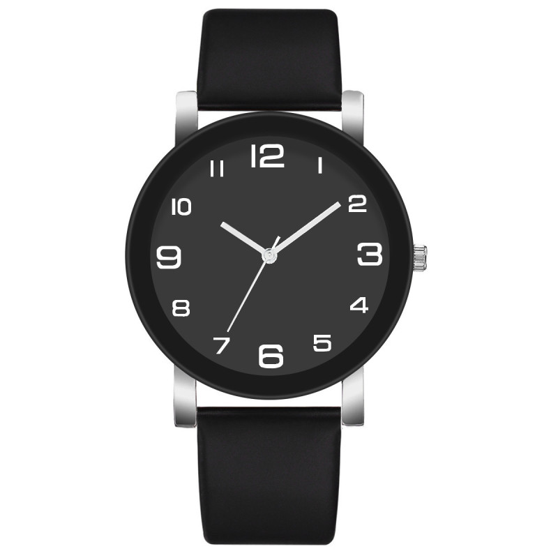 Aliexpress Classic Digital Black Dial Watch Candy Color Pu Quartz Watch Simple Casual Wristwatch Large Dial