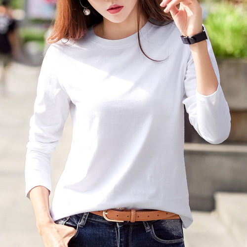 Women's Loose Long-Sleeve T-Shirt for 2025 Spring and Autumn, Stylish Base Shirt for Layering, White Top to Wear Over