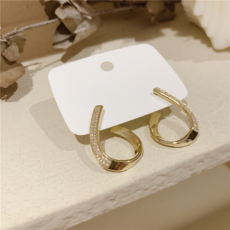 Alloy Material Water Droplets Pattern Hollow Water Drops Full Diamond Cross Earrings Wholesale Nihaojewelry