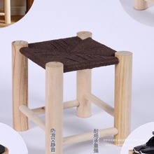 简约艺术实木板凳手工编织凳网红家用换鞋凳藤编矮凳成人设计感凳