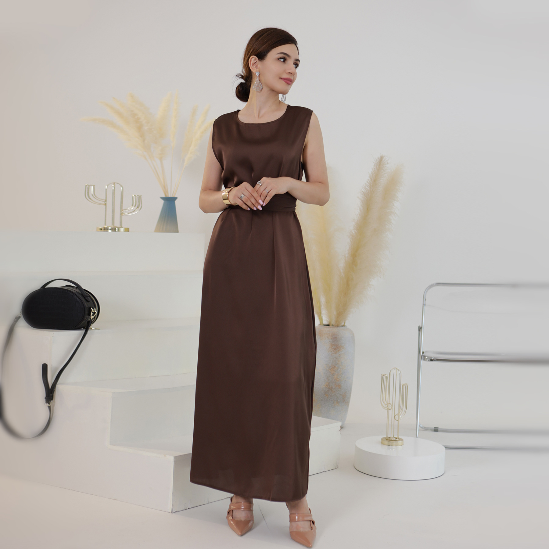 Women's Clothing Spring and Summer Daily Solid Color Beaded Dress_voghion.com