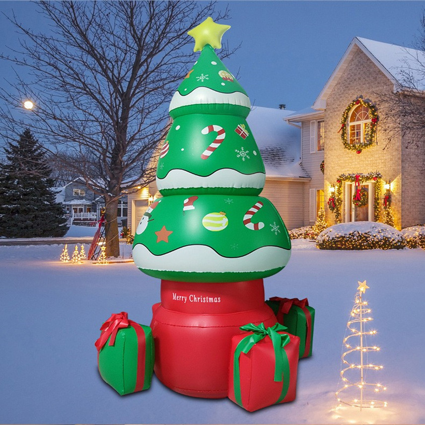 Jul PVC oppustelig juletræ havedekoration Lysende LED lys oppustelig ferie dekoration_voghion.com