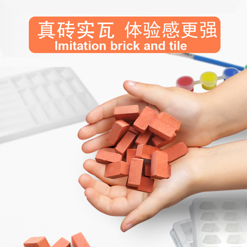 Masoneros transfronterizos hechos a mano DIY construcción de ladrillo rojo casa de simulación de ladrillo empalmado casa modelo juguete