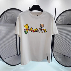 【F家正確版現物】25新型高品質法棒プリント丸襟半袖tシャツ男女同金