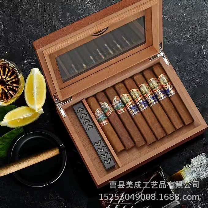 Деревянная коробка для хранения сигар Сосновая коробка для хранения прозрачная крышка коробка для хранения сигар с гигрометром деревянная коробка для хранения сигар