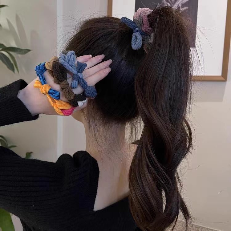 Alta trenza elástica cuerda de pelo otoño e invierno leche marrón cabeza popular cabeza de bola alta Cola de Caballo arco tejido anillo de pelo image 4