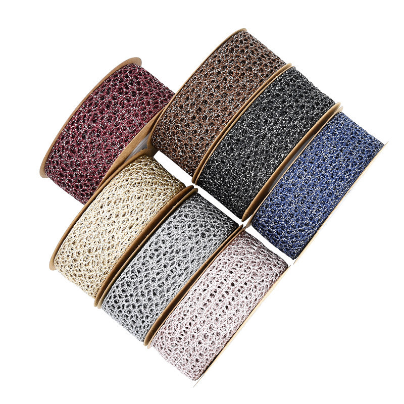 Estilo coreano transfronterizo nueva malla hueco banda de encaje moda estilo coreano accesorios para el cabello arco material con seda tejida de plata