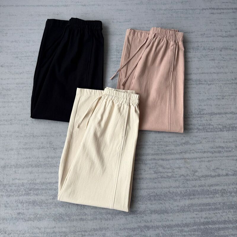Loose and stylish, enzyme washed! Lyocell + cotton elastic high-waisted lightweight comfortable loose straight-leg pants for women in autumn Loose and stylish, enzyme washed! Lyocell + cotton elastic high-waisted lightweight comfortable loose straight-leg pants for women in autumn