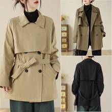中长款工装风衣 2025春季新款文艺复古宽松休闲系带外套