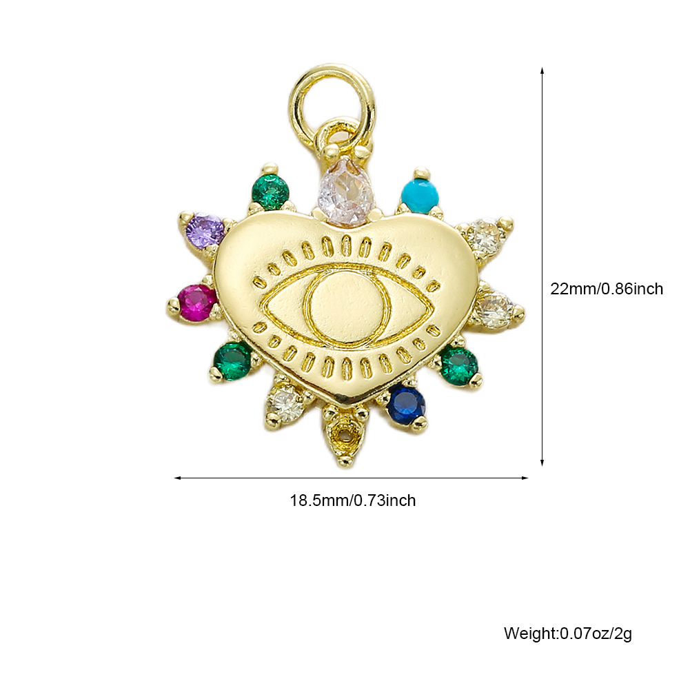 3g Weight Pendant Jewelry Making Type Zircon Inlay Material DIY Jewelry Accessories Classification 1 Piece Quantity Copper Material Devil's Eye, Heart Shape Pattern All Seasons Season Plating Design Classic Style Style 1 Piece Copper Zircon Devil's Eye Heart Shape Pendant DIY Jewelry Accessories 8