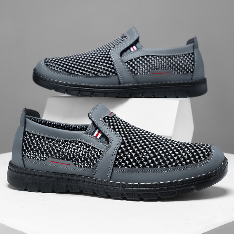 Zapatos de verano para hombres nuevos zapatos de red de mediana edad y ancianos zapatos de hombre de gran tamaño poliuretano ligero zapatos de tela viejos de Beijing zapatos de papá