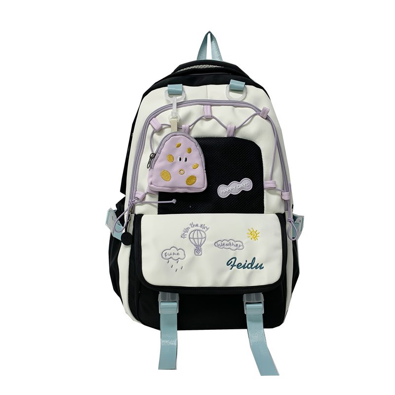 Mochila de estudiante de secundaria de alto valor, color de contraste, hermosa mochila nueva y versátil, mochila de estilo universitario de gran capacidad