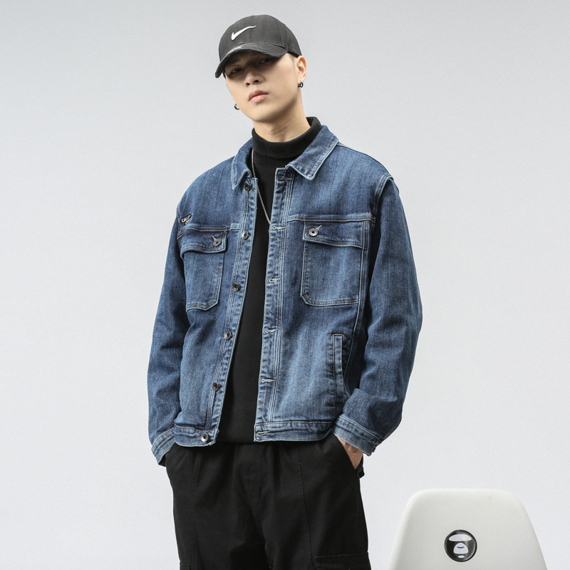 Veste transfrontalière pour hommes d'Amazon portant une veste en jean Joker chemise décontractée tendance pour hommes personnalité mince pour hommes_voghion.com