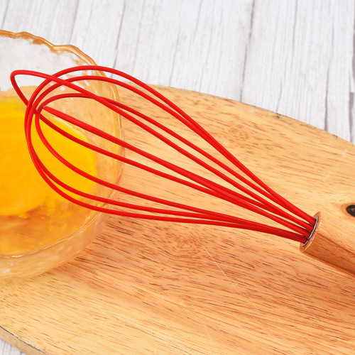 Silicone baking egg beater, wooden handle manual milk beater, kitchen flour mixer, egg beater, milk frother