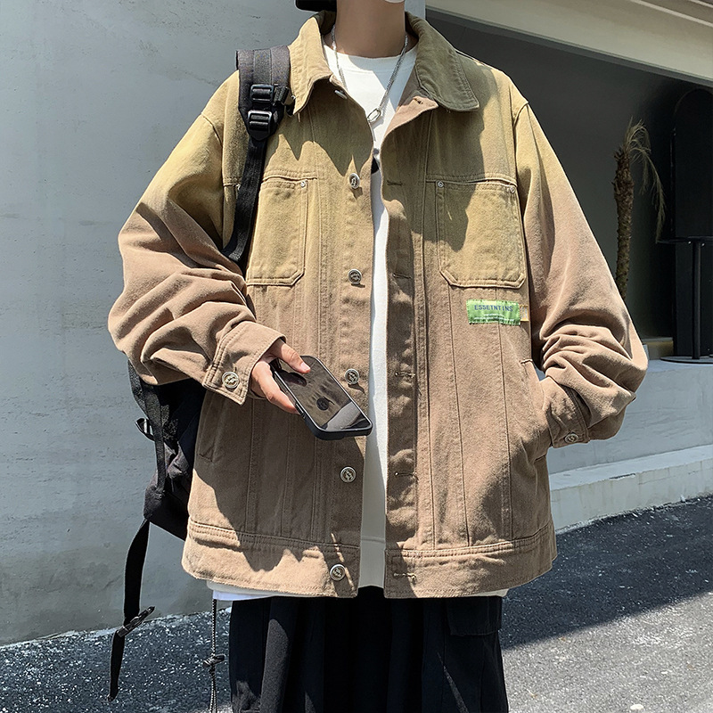 Demi-season trend denim men's Japanese jacket