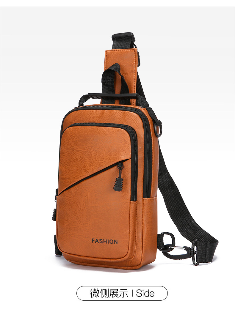 Foreign trade casual men's chest bag, password lock anti-theft motorcycle crossbody bag, outdoor simple commuting large capacity single-shoulder bag undefined