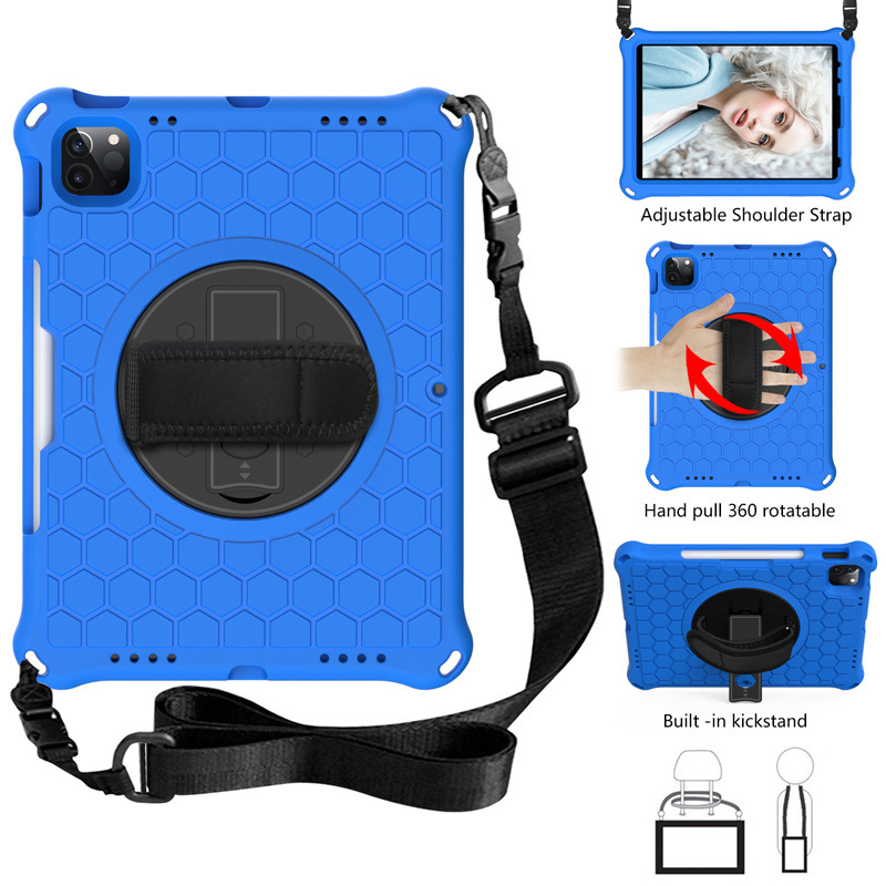 Suitable for iPad 10.2/9.7/Air1/Air2 tablet protective case anti-fall hand strap rotating bracket children EVA