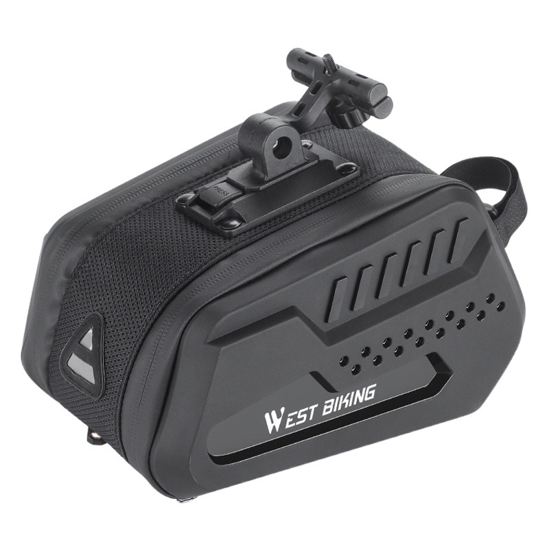 Large Capacity 2.7L Tail Bag Bicycle Rear Bag Hard Shell Saddle Bag Adjustable Bracket Cushion Tail Bag Riding Equipment
