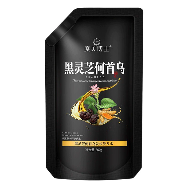 Шампунь Dr. Dumei Black Ganoderma lucidum Polygonum Multiflorum, травяной контроль жирности, уход за плотными волосами, мягкий шампунь