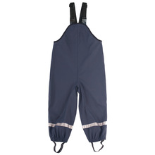外贸亚马逊儿童PU背带雨裤四季雨具中小童连体防水透气户外冲锋裤