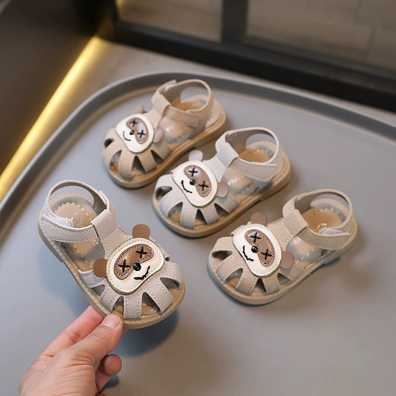 Цельные сандалии с закрытым носком для девочек с доставкой, новые летние сандалии принцессы 2024, детские Нескользящие Детские сандалии с мягким дном