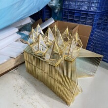 金色几何玻璃相框摆件 北欧创意婚庆装饰挂墙桌面摆台道具